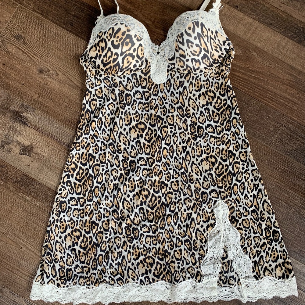 VS Leopard Slip dress with built in bra 34C